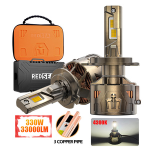 Redsea R33 4300K 330W 33000LM Lampadina <span class=keywords><strong>LED</strong></span> per Fari Auto con 3 Tubi in Rame 12V 24V Luci <span class=keywords><strong>LED</strong></span> per Auto H7 Canbus H1 H4 H11 9005 9006 <span class=keywords><strong>LED</strong></span> - Product Image 1
