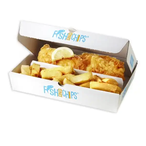 Bán buôn tùy chỉnh giấy kraft thức ăn nhanh lấy đi hộp cho chiên gà cá và Chip Hộp