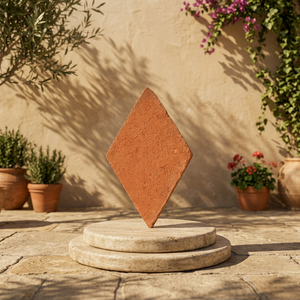 Natural Red Matte Finish Rustic Style Interior <b>Wall</b> Floor Handmade Diamond Shape Terracotta Clay Tile Brick Imitation Texture - Product Image 4