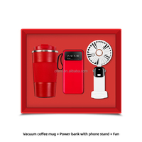 Ensembles de cadeaux d'affaires personnalisés avec logo personnalisé tasse à café + batterie externe + ventilateur pour les collègues de l'entreprise Clients coopérant en promotion