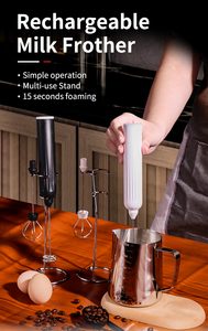 เครื่องตีฟองนมกาแฟช็อกโกแลตร้อนแบบปรับความเร็วได้ 3 ระดับพร้อมขาตั้งแบตเตอรี่แบบชาร์จได้ - Product Image 6