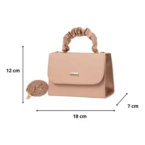 Bolso Cruzado Fana para Mujer, Modelo Becky, Color Nude, PU, con Cierre, Moderno, para Uso Diario en Verano e Invierno - Product Image 1