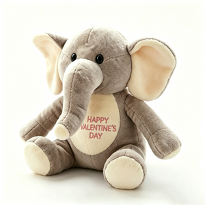 Peluche d'éléphant grise personnalisée à poils courts et doux, avec ventre, oreilles intérieures et pattes contrastants en crème - Product Image 3
