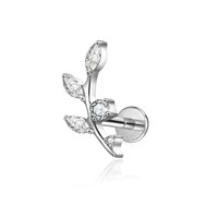 Clous d'oreilles spirale en titane plaqué or ASTM F136 avec zircon taille Asscher, bijoux de corps tendance pour enfants, cadeau de mariage et de fiançailles