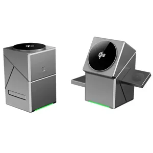 Chargeur sans fil magnétique <span class=keywords><strong>3</strong></span> en 1 Qi2 15W à rotation automatique pour Android, iPhone, iWatch, <span class=keywords><strong>Airpods</strong></span>, station de charge rapide - Product Image 5