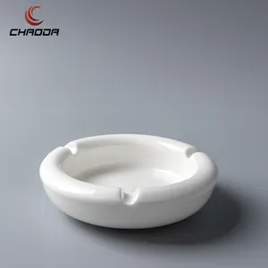 Chaoda Wholesale ceramic ashtrays portable round white ceramic cigar ashtrays hotel supplies durable porcelain ashtrays