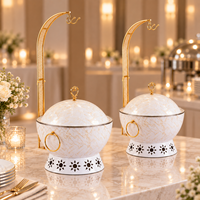Plat à chafing en acier inoxydable 8L avec motif marbre blanc, équipement de restauration pour hôtel