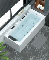 Baignoire autoportante moderne certifiée CE, en acrylique, de 60 pouces, pour 2 à 3 personnes, avec jets de micro-bulles et massage par remous