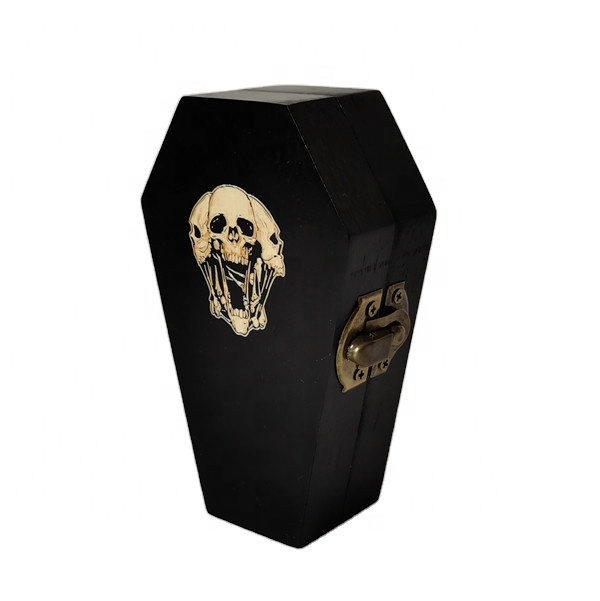 Деревянный Мини-гроб на заказ с подкладками, черный гроб, маленький декор для Хэллоуина, подарочное хранение для вечеринки, оптовая продажа