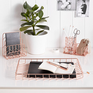 Commercio all'ingrosso Decorativo Set Di 2 del Metallo In Oro Rosa Filo Libro si conclude Supporta per Scaffali di <span class=keywords><strong>Libri</strong></span> - Product Image 4