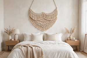 Tapiz de Pared de Macramé Bohemio Hecho a Mano, Triángulo de Algodón Tejido, Arte Decorativo para Dormitorio - Product Image 3