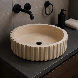 Wabi Sabi Style lumière luxe naturel <span class=keywords><strong>travertin</strong></span> lavabo nordique <span class=keywords><strong>salle</strong></span> <span class=keywords><strong>de</strong></span> <span class=keywords><strong>bain</strong></span> ménage marbre lavabo Villa comptoir <span class=keywords><strong>travertin</strong></span> - Product Image 2