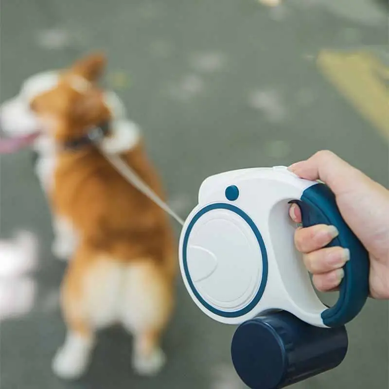 2024 nueva correa retráctil para perros con diseño de luz LED brillante ajustable automático duradero correa para perros