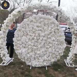 Proveedor de eventos de boda EV Marco de arco de boda flores decoradas rosas de seda blanca arco decorativo arreglo floral