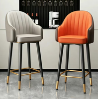 Tabouret de bar pivotant de luxe moderne, hauteur réglable, en cuir PU, avec dossier et accoudoirs, pour îlot de cuisine