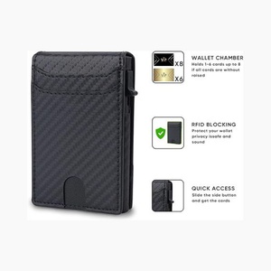 ที่ใส่บัตรเครดิต Boshiho แบบกำหนดโลโก้เอง ป้องกัน RFID ดีไซน์บางเฉียบ วินเทจ หนังลายดาว พร้อมคลิปหนีบอะลูมิเนียมแบบสั้น ดีดบัตรอัตโนมัติ - Product Image 4