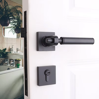 Poignée de porte magnétique silencieuse en alliage de zinc gris-noir robuste de style américain pour design intérieur et bureaux