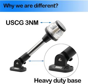 HANSE MARINE 3 nm LED rabattable lumière de poupe de bateau tout autour 360 degrés lumière d'ancrage de bateau 12-24V - Product Image 6