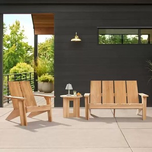 Fauteuil d'extérieur scandinave en teck massif avec inclinaison manuelle et pieds coniques pour mobilier de jardin et de terrasse - Product Image 3