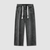 2025 nouvelle mode hommes ample Denim jean rue jambe droite ample Simple moyen couleur unie noir jean pour hommes