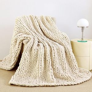 Nouvelle arrivée : <span class=keywords><strong>Couverture</strong></span> moderne en tricot de fil chenille épais, polyester doux et confortable, résistante à la décoloration, pour la décoration de la maison - Product Image 1