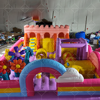 Château sautant gonflable de Funcity avec le château de glissière de divertissement des enfants de thème de fleur