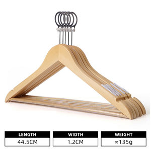 Cintre en bois de haute qualité pour vêtements, type <span class=keywords><strong>crochet</strong></span> en acier inoxydable antidérapant et <span class=keywords><strong>antivol</strong></span>, vente en gros personnalisée Lavinia - Product Image 4