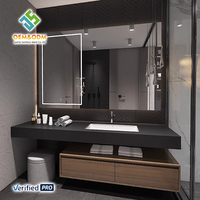 Ensemble de meubles de salle de bain en bois massif moderne OEM avec évier de table complet, robinet en cuivre, solutions de rangement