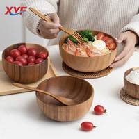 Service de table en bois de teck biologique Bols pour enfants pour servir le ramen, la salade, les fruits, la pâte, le riz, la sauce, le vin, la tasse, indispensable à la cuisine