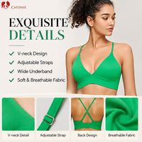 Bralette respirante en Spandex/Nylon à maintien élevé, bretelles spaghetti, col en U, pour le yoga féminin – Écologique, séchage rapide, couleur unie