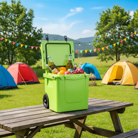 Glacière portable 45QT moderne de haute qualité, rotomoulée, isotherme, étanche, avec panneau solaire, roues, en PE, pour la plage