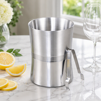 Seau à glace isotherme en acier inoxydable à double paroi avec couvercle et pince à glace – Supports de refroidissement métalliques efficaces pour outils de bar