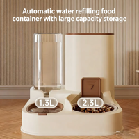 Distributeur automatique d'eau et de nourriture pour chats et chiens, écologique, étanche, à motif uni, avec distributeur d'eau et bol de rangement