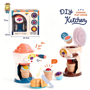 Ensemble de jouets pour machine à crème glacée électrique, cuisine d'imitation pour enfants avec lumière et son, fonctionne avec 2 piles AA, machine à dessert - Product Image 2