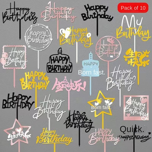 Décorations de gâteaux en acrylique de style chinois, vente directe d'usine, lot de 10, tendance sur les réseaux sociaux, pour anniversaire - Product Image 1