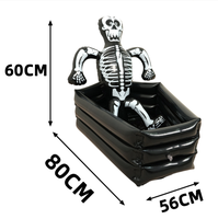 Cercueil gonflable d'Halloween avec squelette, seau à boissons en PVC pour refroidisseur de boissons de fête et décoration effrayante