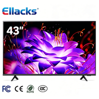 Harga Pabrik Ellacks 43Inch 4K Ultra FHD Smart QLED LED LCD WiFi Android TV Rumah Hotel Memori 2G+16G Bersertifikasi FCC CE