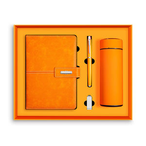 Papeterie de luxe avec logo personnalisé, ensemble de cadeau d'entreprise stylo carnet A5 magnétique en cuir noir d'affaires avec bouteille d'eau/ - Product Image 1