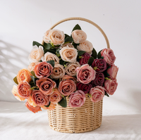 Fleurs murales artificielles en plastique de style européen Vcare, roses faites à la main, pour la décoration de la maison, utilisation en mariage, toucher naturel
