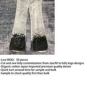 DENIMGUYS Jeans évasés pour hommes, style hip-hop, design vintage rétro, noir, peinture sale, denim délavé, pantalon de rue pour hommes - Product Image 4
