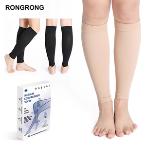 Bas de contention médicale gradués en polyamide et élasthanne, couleur nude et noir, 20-30 mmHg, pour la grossesse - Product Image 1