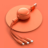 Kabel Usb 3 In 1 Yang Dapat Ditarik untuk Kabel Data Iphone untuk IOS/Tipe C/Android