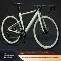 Vélo de course sur route 700C, cadre en alliage d'aluminium 6061, double paroi, groupe 20S L-TWOO, frein à disque hydraulique, guidon intégré, ultra-léger