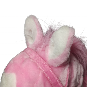 Venta al por mayor rosa y blanco niño balancín caballo de Troya de madera caballo balancín ciervo de peluche caballo balancín - Product Image 5