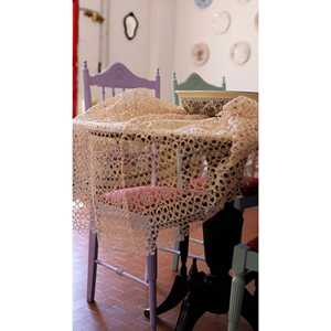 Nappe en dentelle jacquard ivoire en polyester à motif imprimé pour mariages, fêtes et hôtels - Product Image 2