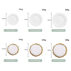 Wholesale Ceramic White Dinner Plate With Gold Rim Round Shape Porcelain <strong>Serving</strong> <strong>Dishes</strong> Plate <strong>Set</strong> For Restaurant - Product Image 2