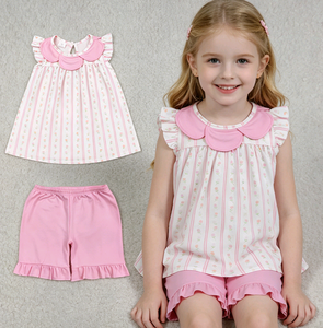 Ensemble 2 pièces tunique et short à imprimé floral tulipe pour filles, style décontracté, vente en gros, vêtements mignons pour bébés filles - Product Image 1