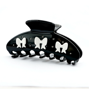 CANAYUAN 11cm Halbmond förmige Haar klauen <span class=keywords><strong>clips</strong></span> Benutzer definierter Großhandel Schwarz Weiß Bogen Acetat Strass Einfarbig Modisches Haar - Product Image 5
