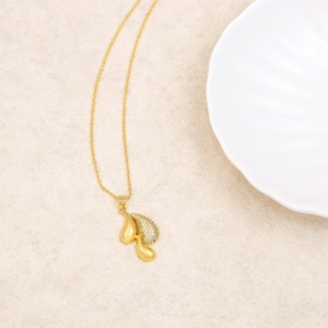 Frauen Lady Girls Drei Tröpfchen Anhänger Halskette Mode Elegante Kette Halskette zum Jubiläum Valentinstag Geschenke - Product Image 4
