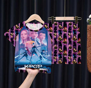 <span class=keywords><strong>Pigiama</strong></span> estivo a manica corta per bambine <span class=keywords><strong>pigiama</strong></span> stampato con cartoni animati due pezzi Set di indumenti da notte morbidi per bambini K-POP graziosi abbigliamento da casa - Product Image 5